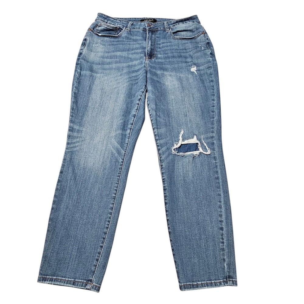 Judy Blue Jeans Size 16W Boyfriend Fit Distressed High Rise Straight Leg JB88317